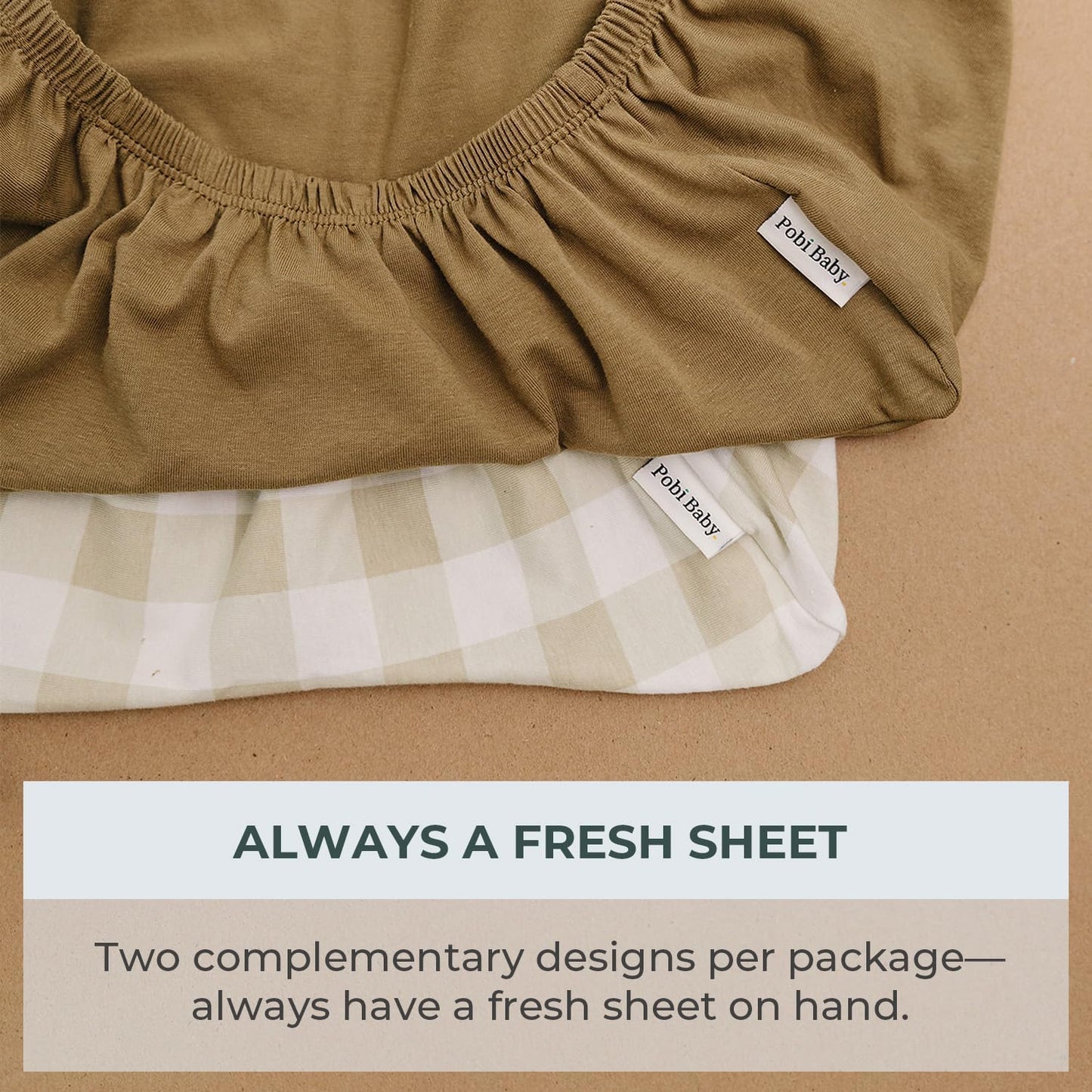 Pobibaby – 2 Pack Bassinet Sheets Boy, Bassinet Sheets Cotton for Girls and Neutral Nursery for Standard Rectangle Bassinets – Ultra-Soft Jersey Knit, Safe and Snug for Baby (Gingham Khaki)