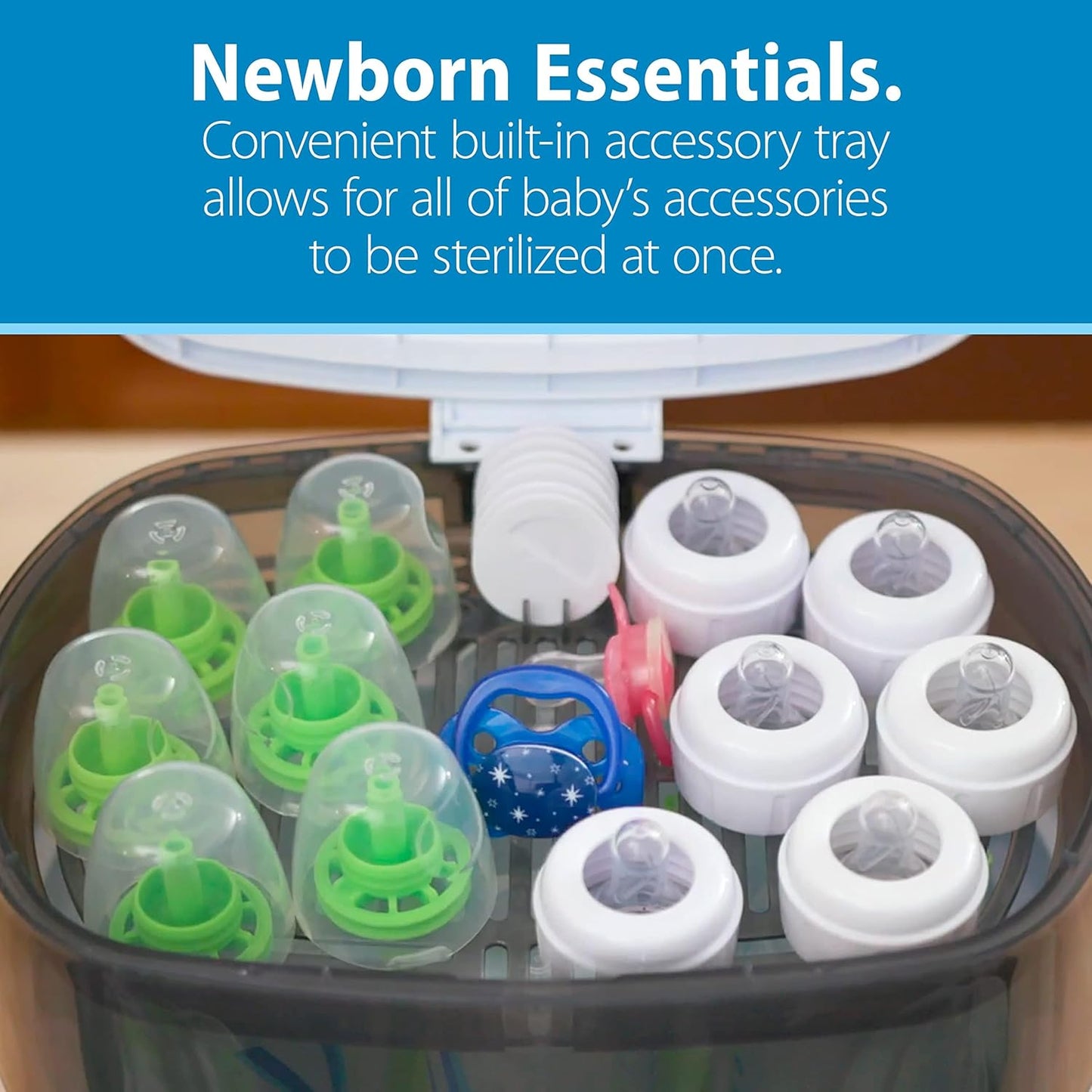 Dr. Brown's Electric Sterilizer Bundle with Anti-Colic 4-Bottle Feeding Set, Slow Flow Nipples, and Silicone Pacifier