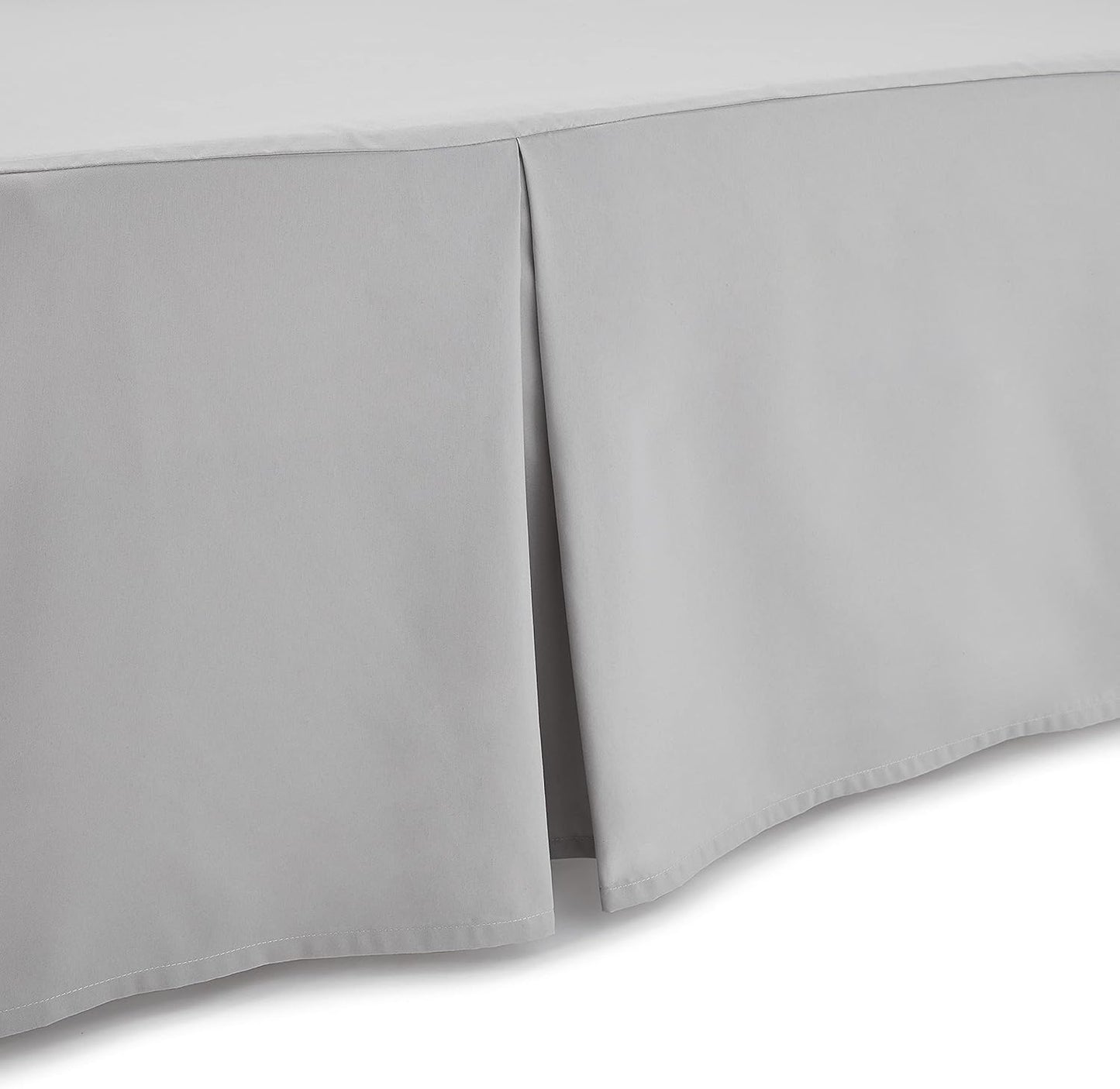Amazon Basics Lightweight Pleated King Size Bed Skirt, Fade Resistant, Machine Washable, King, Light Grey, Solid