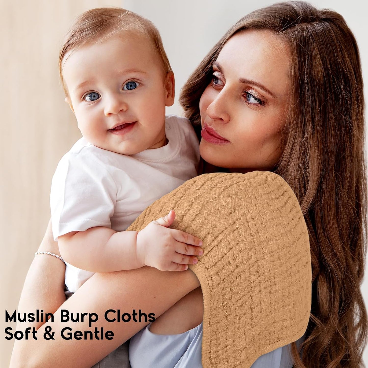 Muslin Burp Cloths for Baby 100% Cotton Burping Cloths for Boys Girls Large 20''X10'' Extra Soft and Absorbent 12 Pack - Gradient Brown