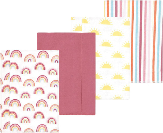 Luvable Friends Hudson Baby Flannel Burp Cloths 4pk, Sunny Sky