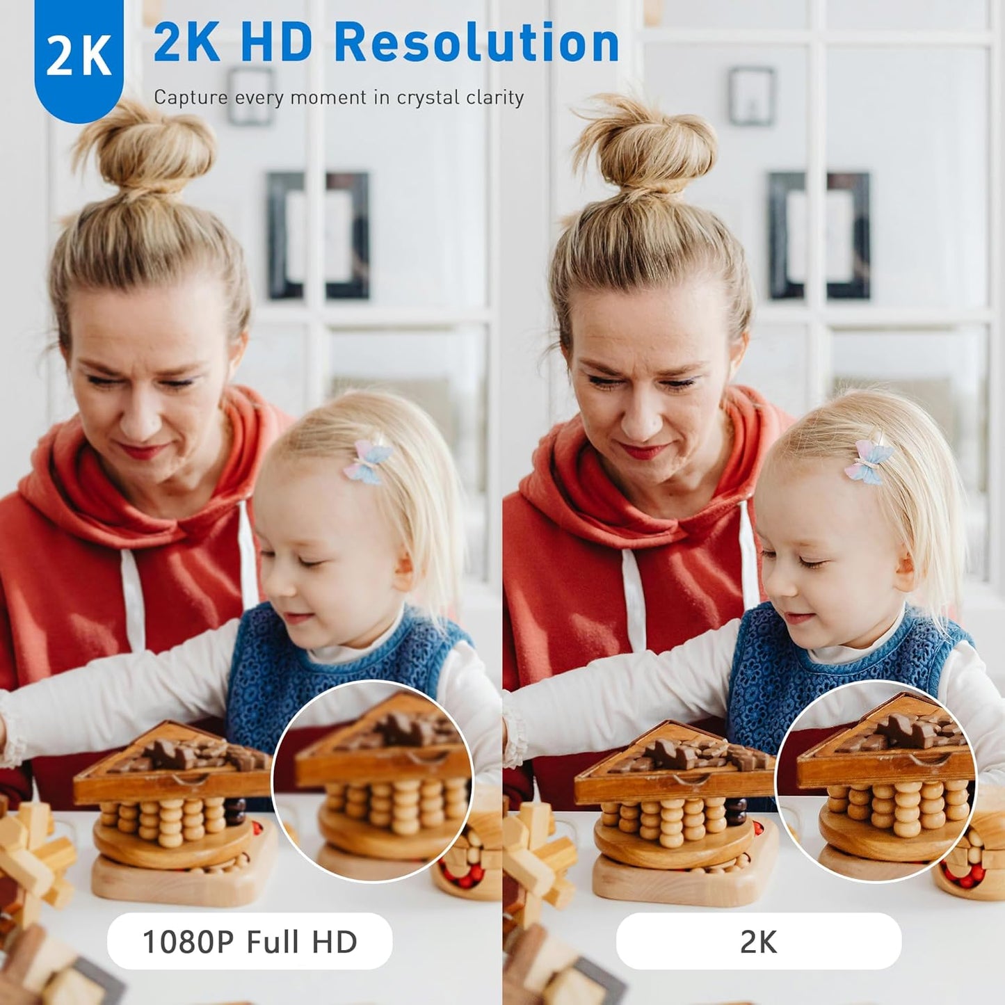 2K Home Security Camera, Indoor Camera for Dog/Pet/Elder/Baby Monitor, Smart Phone App Siren, 2-Way Audio, Advanced Motion Detection Night Vision, 4pcs，SD/Cloud Storage, Alexa Compatible