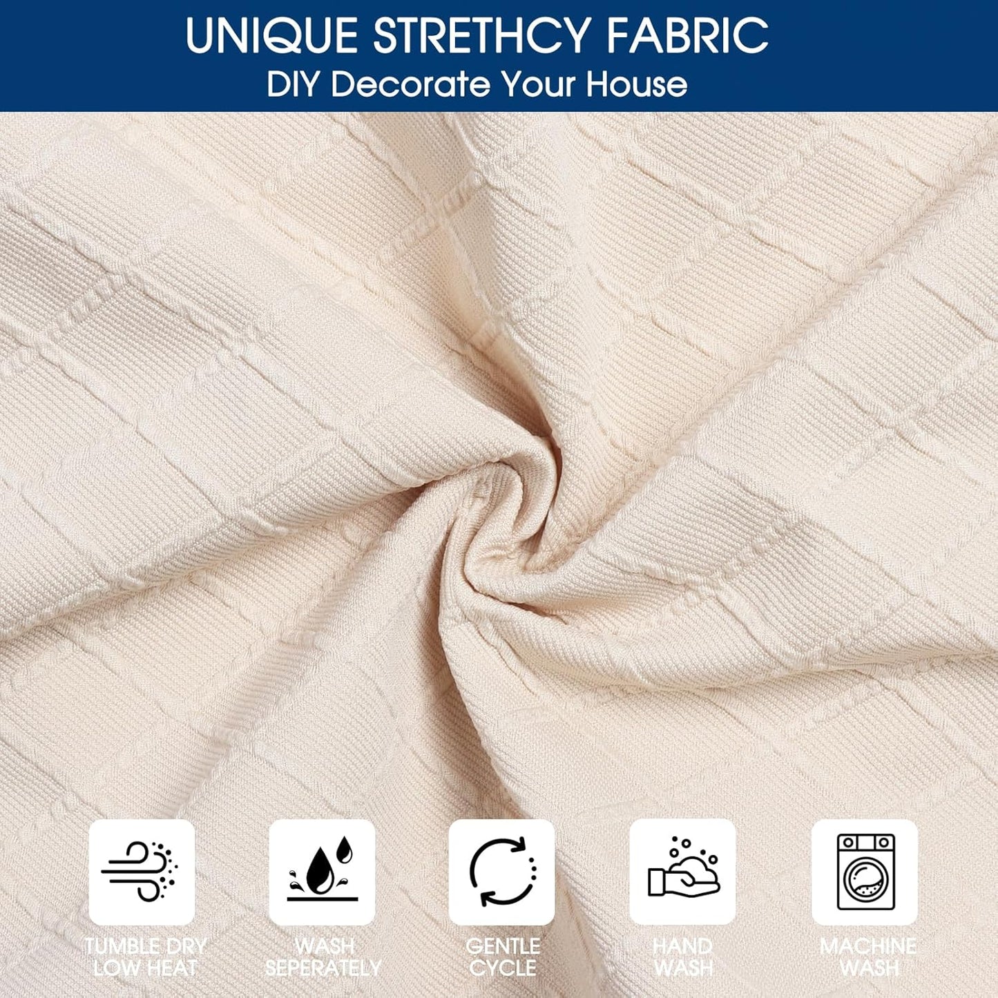 Yikko Chair Seat Covers, High-Density Check Jacquard Ekedalen Seat Covers for Dining Kitchen Restaurant Banquet, Stretch Removable Washable Chair Seat Cushion Protector (4, Beige)
