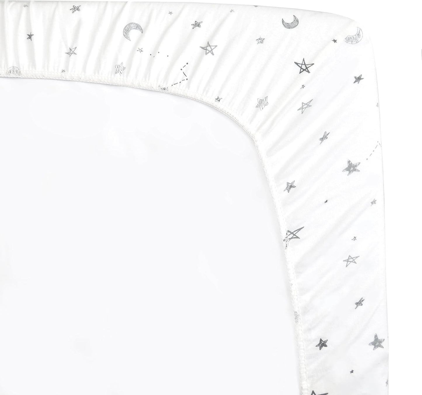 American Baby Company 100% Natural Cotton Fitted Cradle/Bassinet Sheet 36" x 18" - Soft, Breathable & Hypoallergenic Bed Sheet, Gray Stars and Moons, Neutral for Boys & Girls
