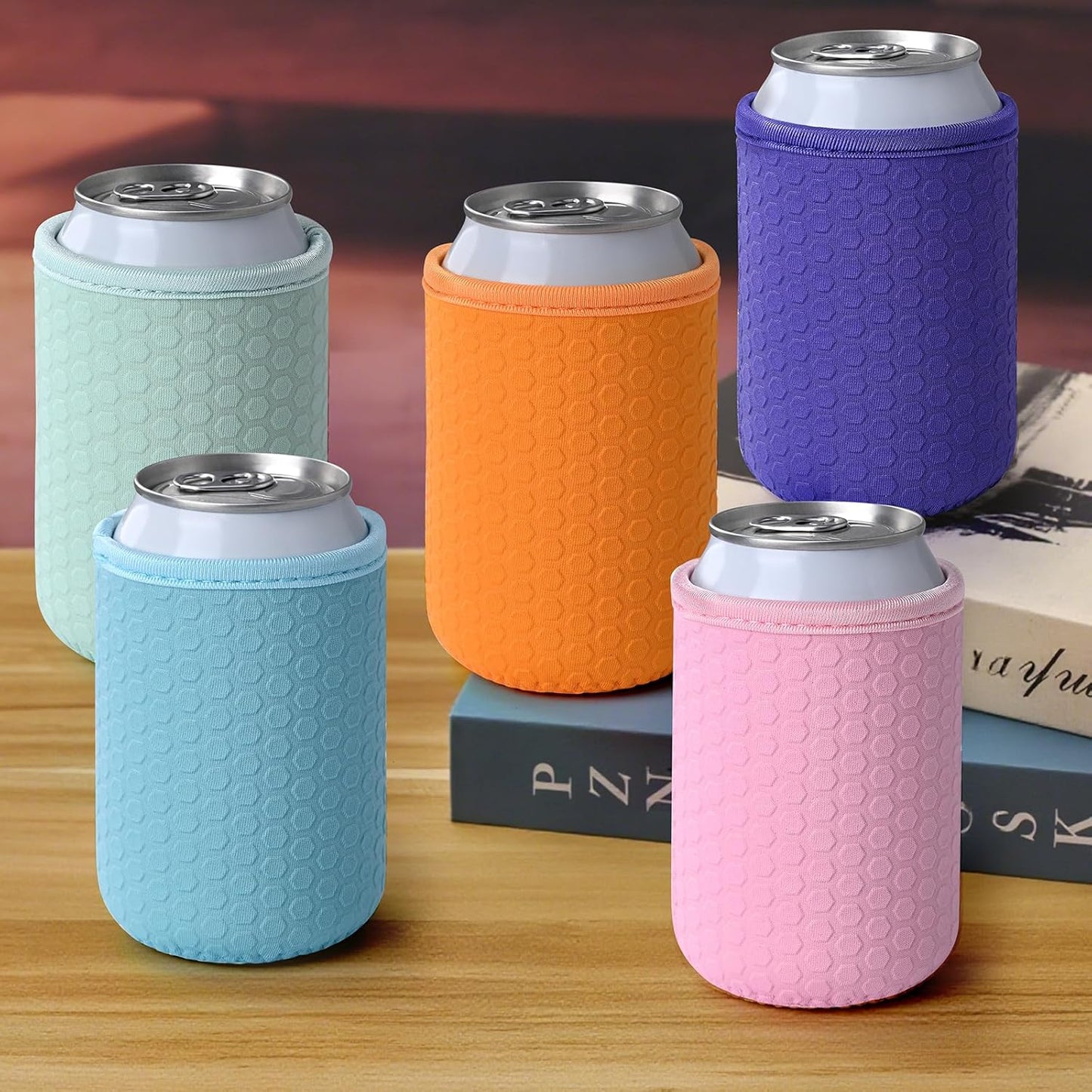 5 Pcs Insulated Can Sleeve, Reusable Can Cooler Sleeves, Non-slip Neoprene Beer Bottle Cover Holder for 12oz Standard Can Soda and Beer(Colorful)