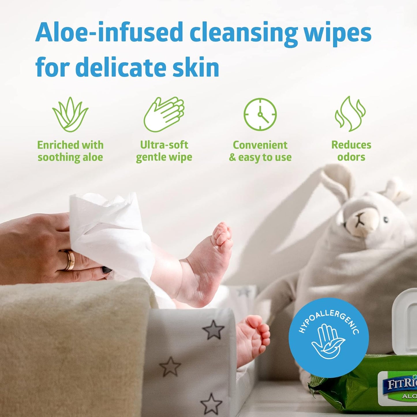 FitRight Personal Cleansing Wipes with Aloe (8x10 inch) | 600 Pieces Moisturizing Body Wipes for Adults Bathing and Incontinence Cleaning | Scented Cloth Adult Wipes for Elderly Care