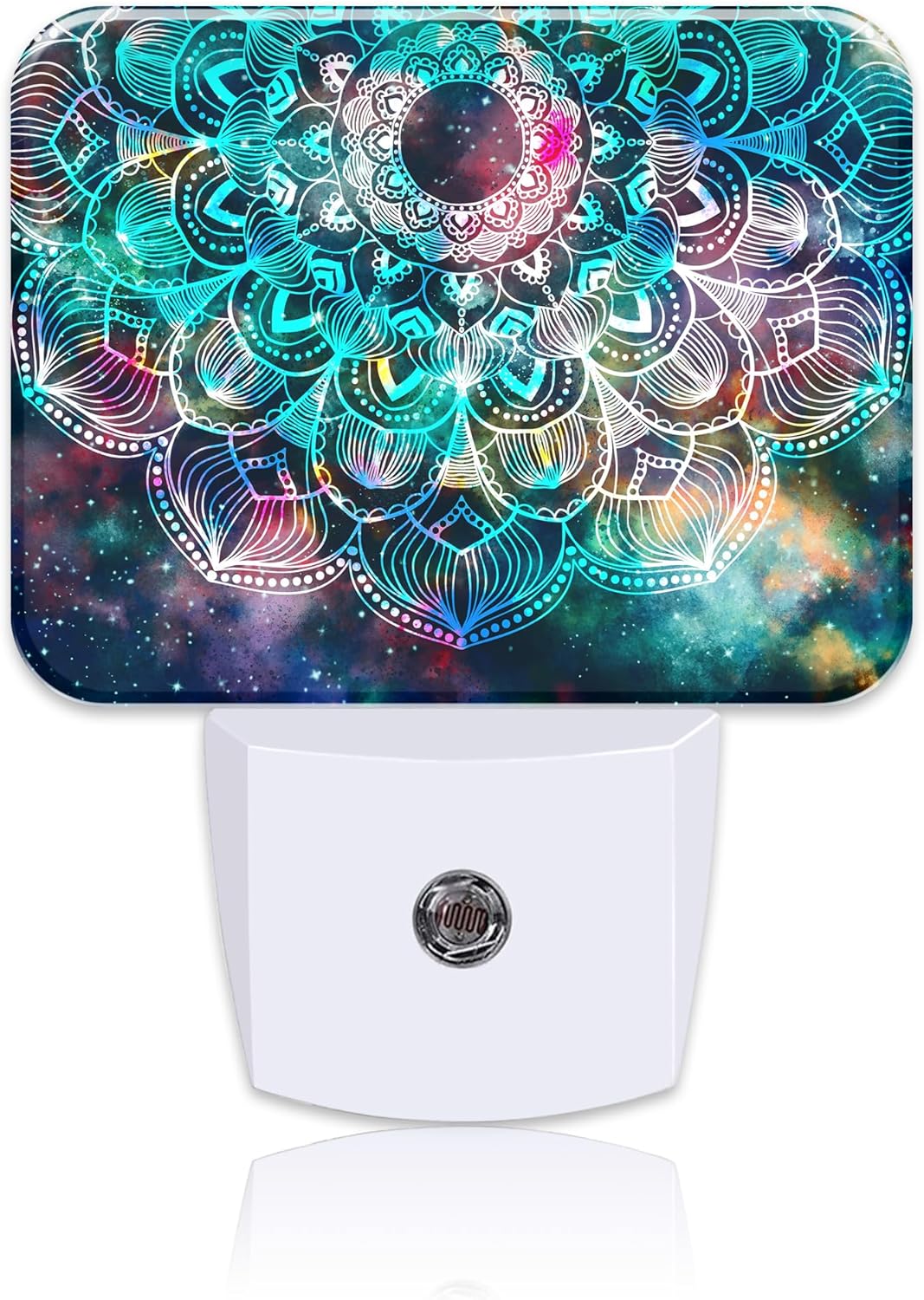 Abstract Mandala Flowers Plug in Night Lights, Colorful Galaxy Mandala Nightlight Plug Into Wall Dusk to Dawn Sensor for Kid Girls Boys Women Men Room, Hallway, Kitchen, Bathroom, Stairs Decor