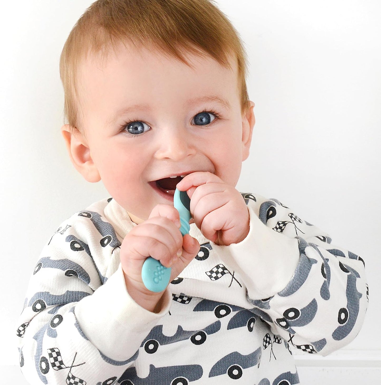 PrimaStella Silicone Chew Spoon Set for Babies and Toddlers - Safety Tested - BPA Free - Microwave, Dishwasher and Freezer Safe - Rosy Shades