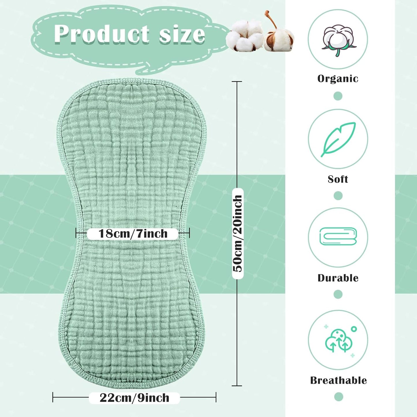 Frienda 8 Pieces Muslin Burp Cloths for Baby Cotton Burp Cloth 10 x 20 Inches Multi Colors Muslin Washcloths Diapers 4 Absorbent Layers Newborn Face Towels for Baby Boy Girl Unisex (Rustic Colors)