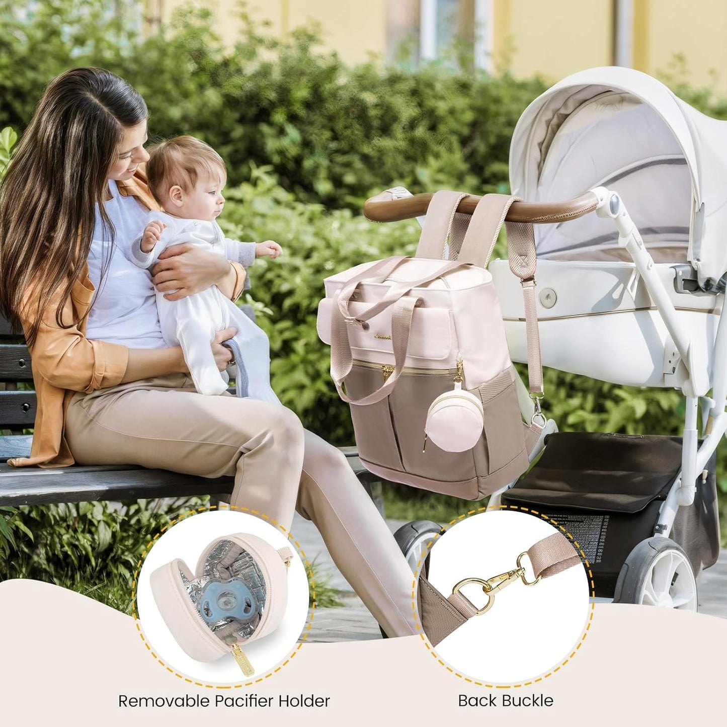 LOVEVOOK Diaper Bag Backpack,Diaper Bag Tote with Insulated Pockets,Baby Bag for Girl Boy with Changing Pad,Large Baby Diaper Bag with Pacifier Case,15.6 Inch Anti-Theft Laptop Backpack for Women