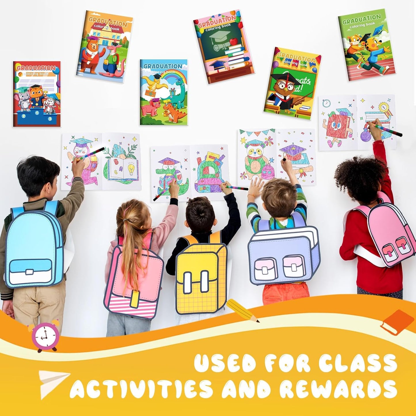 BenLouis 12 Kindergarten Graduation Mini Coloring Books Kids with 12 Stacking Crayons Preschool Classroom Party Favors Small Activity Books Bulk for Kids Student Grad Party Gift Goodie Bag Stuffers