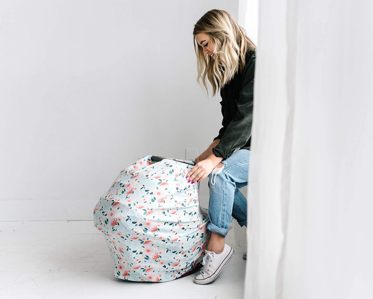 Copper Pearl Multi-Use Cover: Car Seat Covers, Nursing Cover, and Stroller Cover for Sun - Stretchy Fabric, All-Season Use, Stylish Designs, Easy Access for Moms - Leilani