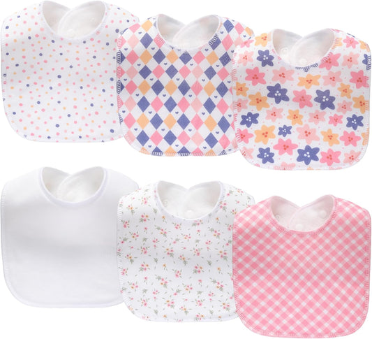 8 Pack Baby Bibs Unisex Adjustable with Snaps Ultra Soft Absorbent Drooling Teething for Boys and Girls