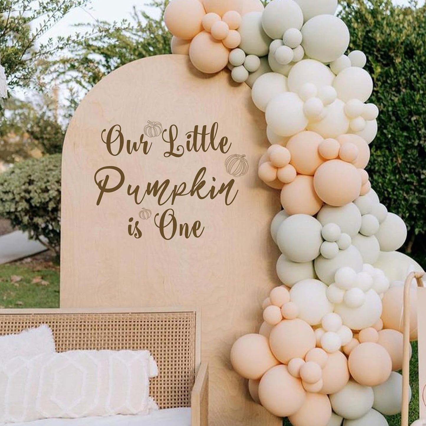 Our Little Pumpkin is One Decal - Little Pumpkin 1st Birthday Decorations Decal, Fall Halloween First Birthday Decor, My First Thanksgiving Birthday Decor Sticker for Backdrop, Balloon Arch