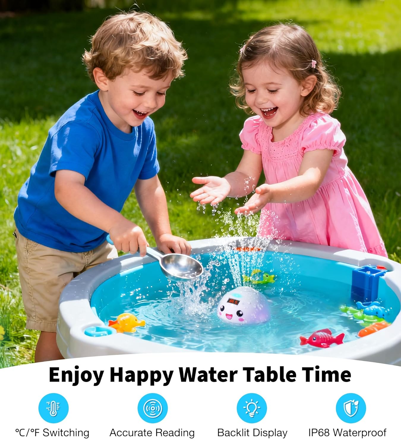 Baby Bath Toy Sprinkler with Thermometer, Temp Alarm & Backlit Display, BPA-Free | CPC Certified for Safety, Light Up Whale Bath Toy for Kids Ages 1-3, Bathtub Water Toys for Toddler, Newborn