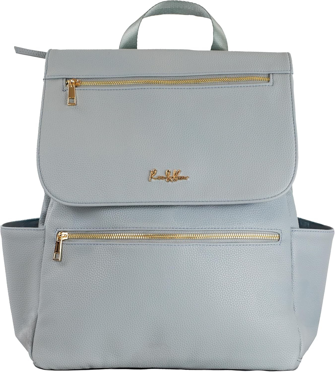 Premium Vegan Leather Diaper Bag Backpack – Large Designer Baby Bag, Stylish Diaper Backpack with Stroller & Crossbody Straps & Multiple Compartments (Powder Blue)