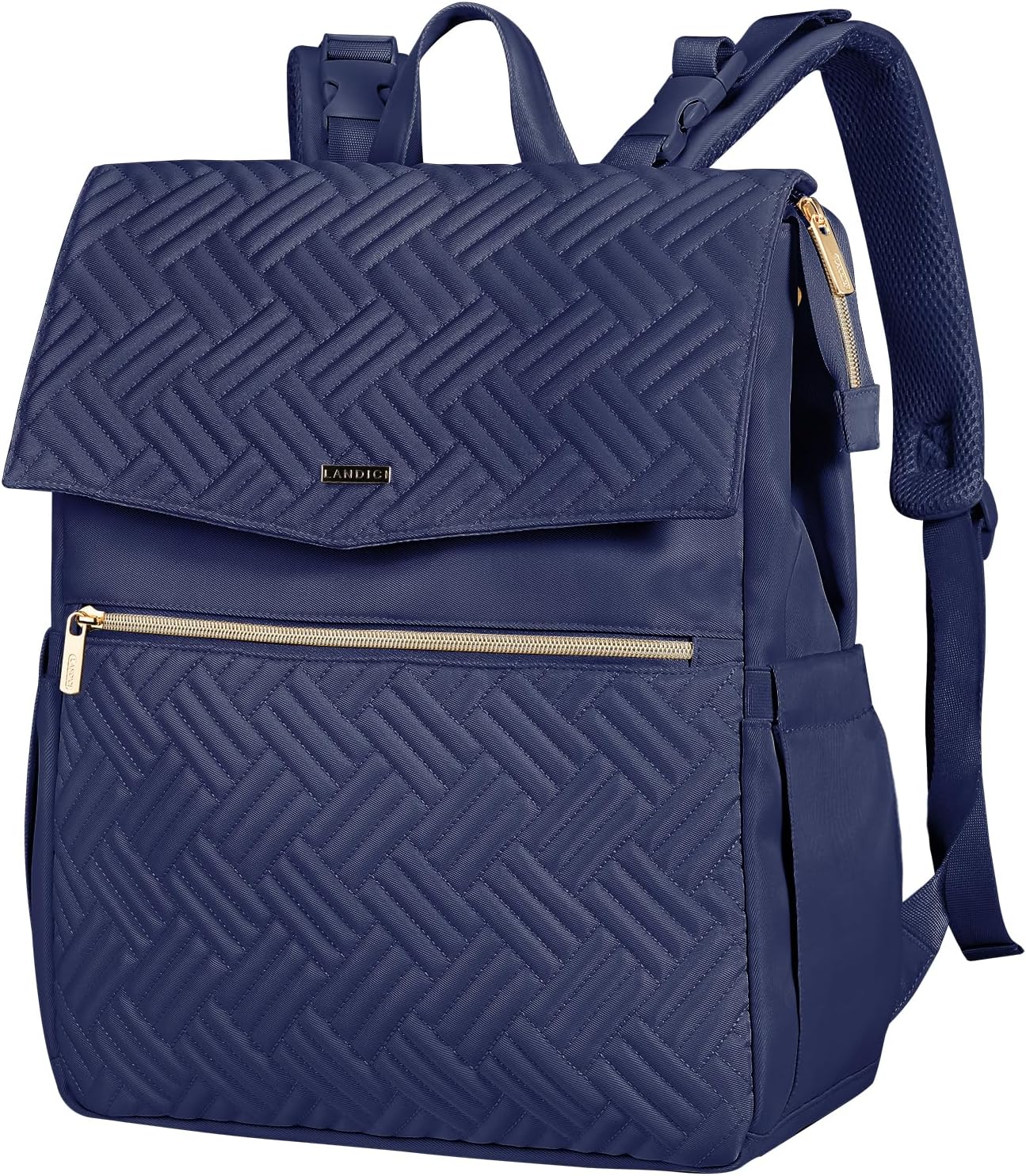 LANDICI Diaper Bag Backpack, Multifunction Waterproof Baby Diaper Bags with Changing Pad, Stroller Straps, Travel Essentials Stylish Back Pack for Mom Dad Boy Girls Toddler, Dark Blue