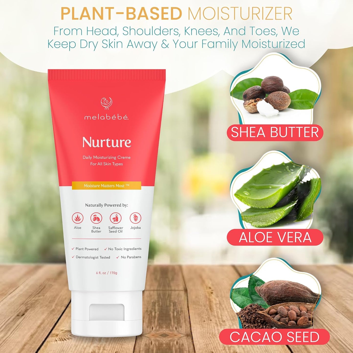 Nurture: Daily Moisturizing Cream - Baby Eczema Cream & Baby Lotion Sensitive Skin Baby Cream - Natural Baby Lotion and Baby Moisturizer Infused w/Shea, Aloe Vera & Jojoba Oils - 6oz