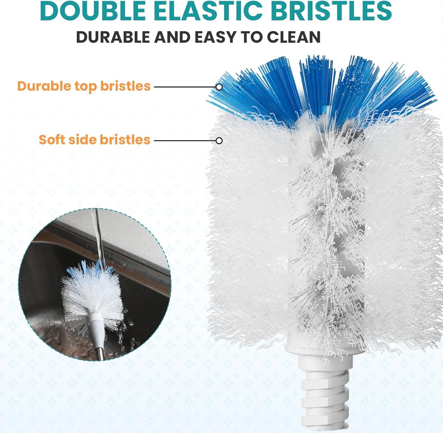 Bottle Brush Refills for OXO Stainless Steel Bottle Brush Only, 8 Pack Bottle Brush Replacement Head for Clean Water Bottle, Baby Bottle, Glasswares, Mugs