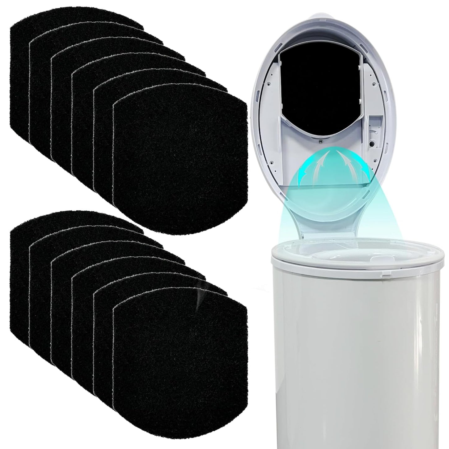 12 Pack Baby Diaper Pail Deodorizer for Ubbi Diaper Pail, Activated Charcoal Odor Absorbing Filters Compatible with Ubbi Steel Diaper Pail, Odor Eliminating, NO Smell