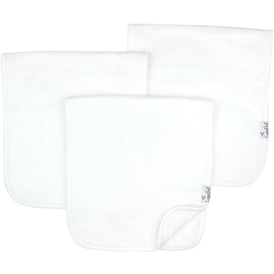 Copper Pearl Premium Baby Burp Cloths - 3-Pack Large Cotton Burp Cloths, Extra Soft Spit Up Rags with 3 Absorbent Layers, Perfect for Baby Boy and Baby Girl Gifts (21" x 10" Size, White Basics Set)