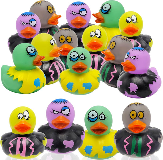 25-Pack Halloween Zombie Rubber Duck Toy Duckies for Kids, Bath, Birthday Baby Showers Summer Beach and Pool Activity, 2 Inches