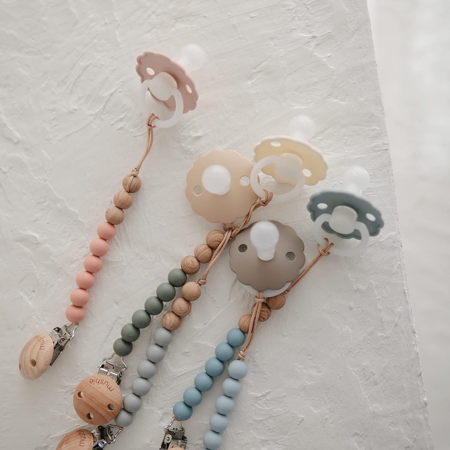 FRIGG Daisy Night SilkySoft Silicone Baby Pacifier | Made in Denmark | BPA-Free (Croissant/Cream, 0-6 Months)