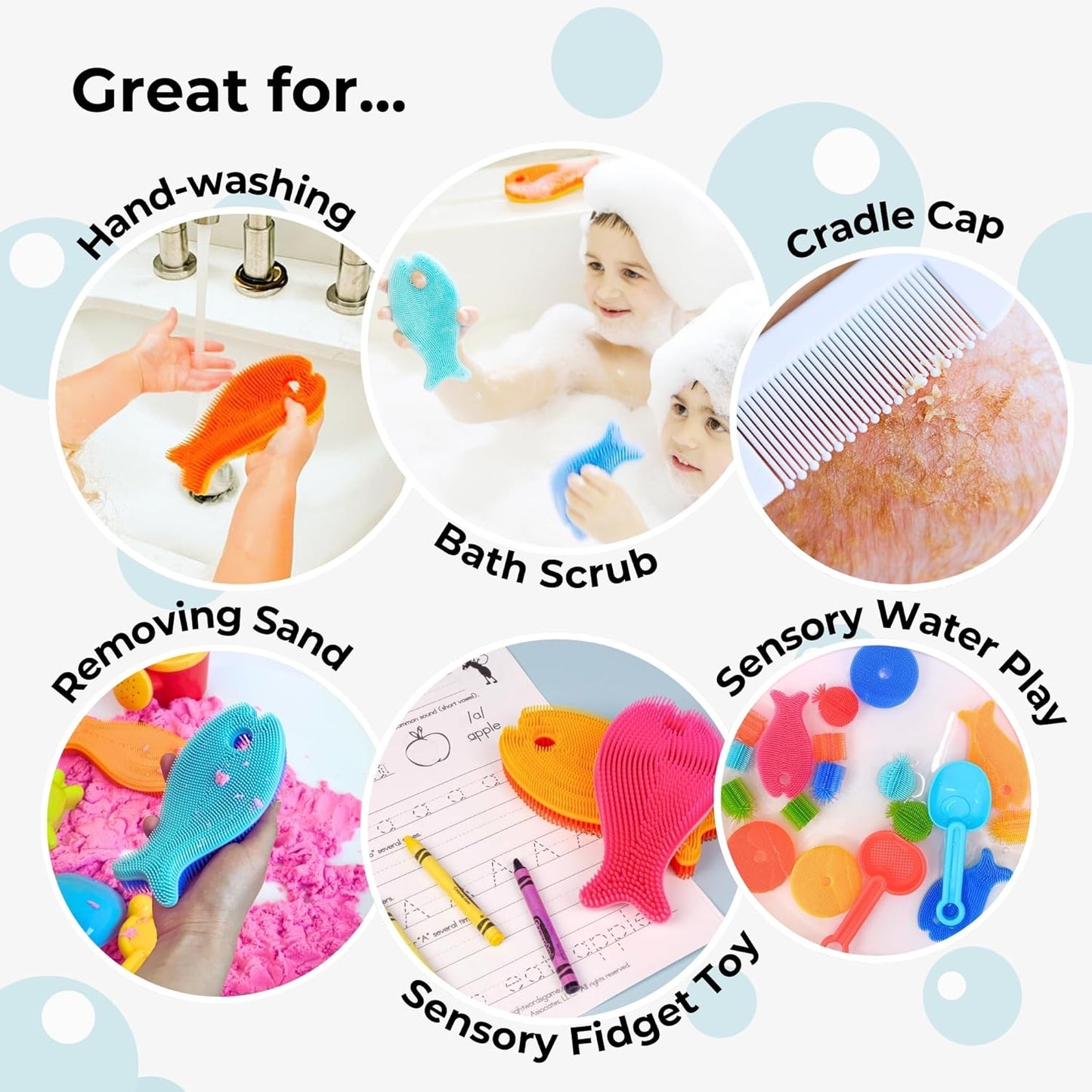 Innobaby Bathin' Smart Silicone Sensory Fish Bath Scrub for Babies and Toddlers - Pink