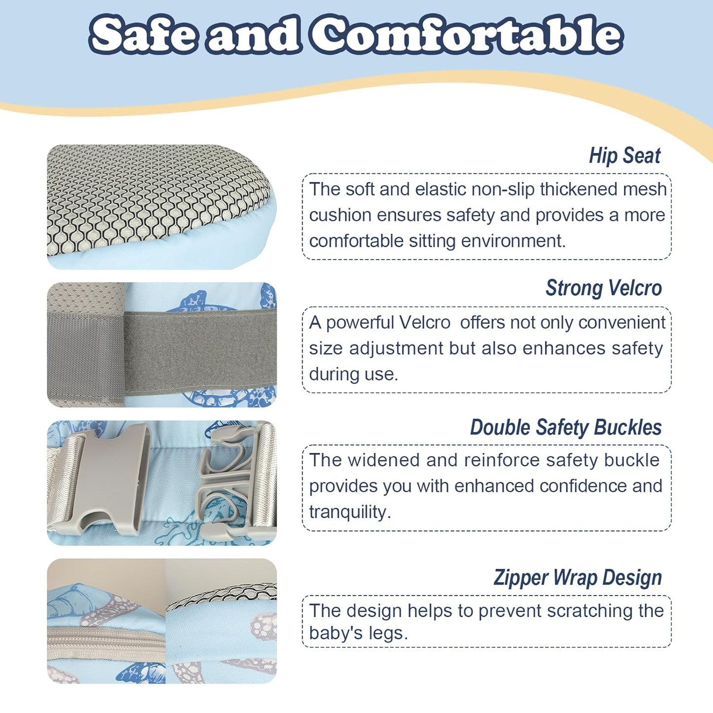 Baby Hip Carrier - Adjustable Waistband & Hip Seat for Newborn-Toddler (Up to 66 Lbs) with Pockets for Parents