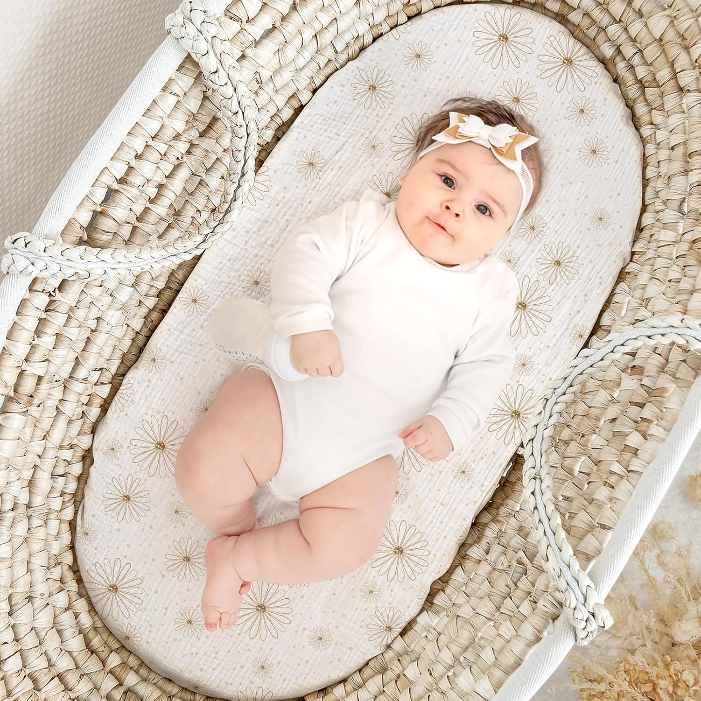 lulumoon Muslin Bassinet Sheets Baby: Cotton Bassinet Sheets Fitted for Boys and Girls - Bassinet Mattress Sheets for Oval Rectangle or Hourglass