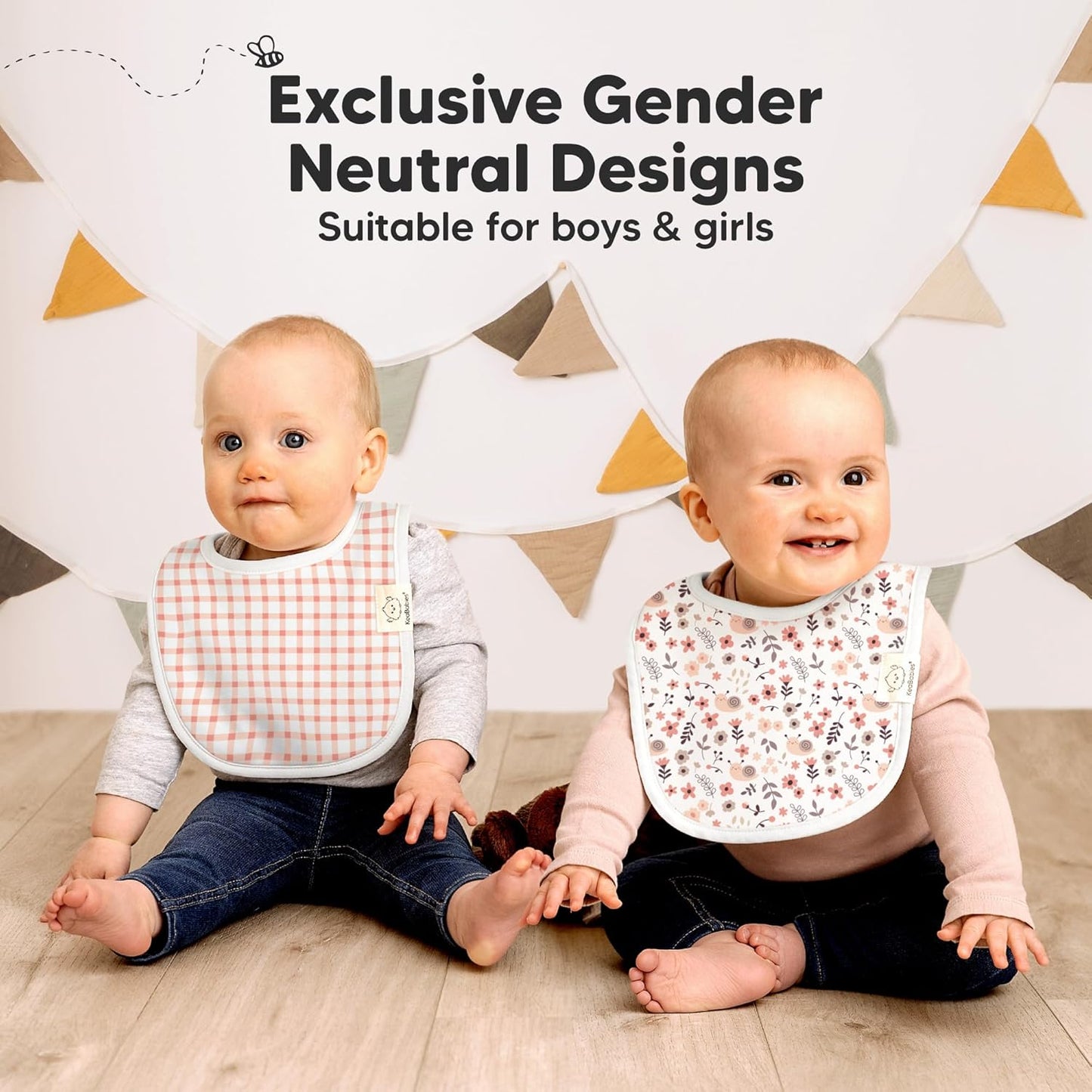 8-Pack Organic Baby Bibs for Boys, Girls - Soft Cotton Drooling and Teething Bibs for Baby Girl & Boy, Extra Absorbent, Easy To Clean & Put On for Toddler, Newborn, Infant 0-24 Months (Sweet Charm)