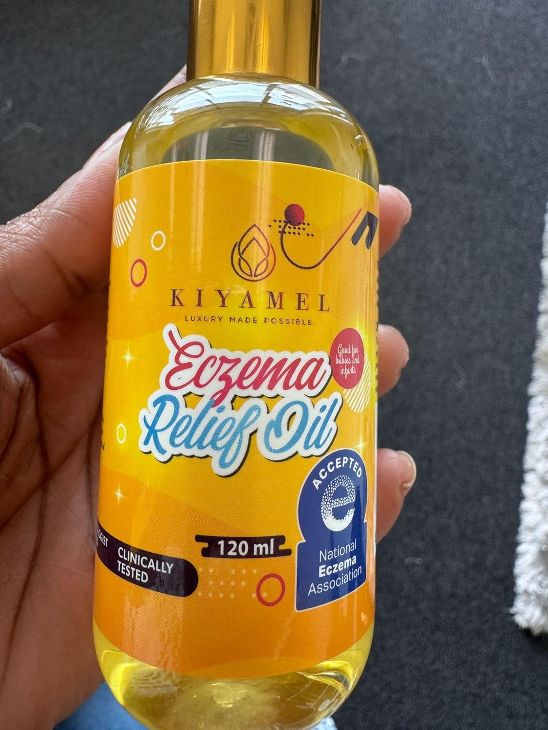 KIYAMEL Moisturizing Eczema Relief Essential Baby Oil with Hemp Seed Oil for Dry Itchy Skin Soothing Moisturizer with Vitamin E and Chamomile Revitalizing Hydration for Babies