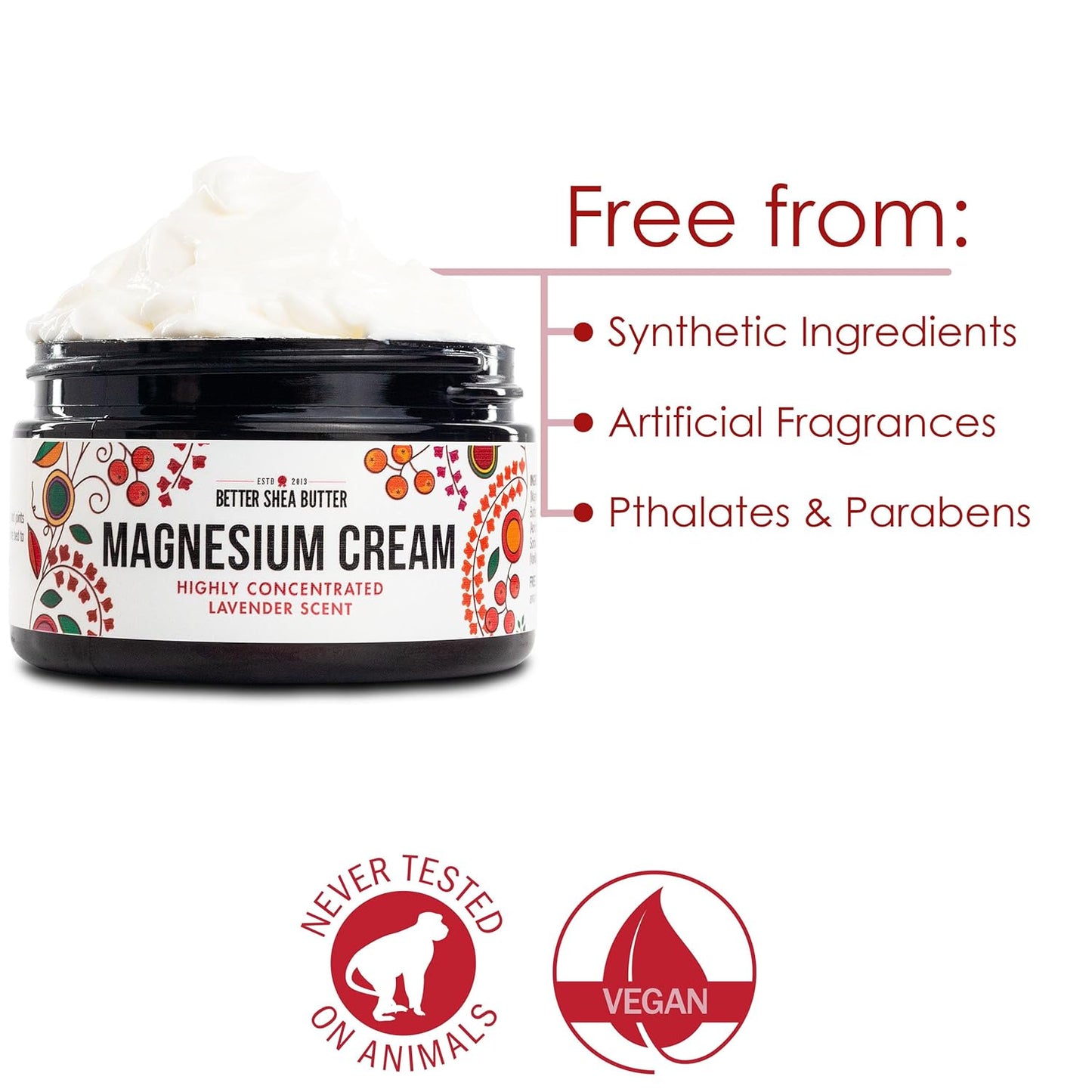 Better Shea Butter Magnesium Cream | Lavender | Relieves Leg Cramps and Muscle Tension | Night Lotion for Pregnancy, Kids and Baby | Handcrafted with Organic Ingredients