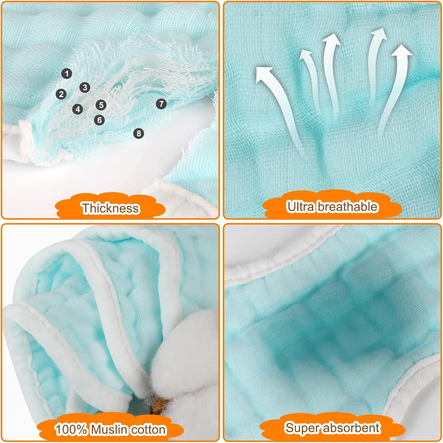 Accmor Muslin Baby Drool Bibs 6 Pack Baby Bandana Drool Bibs Soft Cotton Baby Bandana Bibs for Teething Drooling