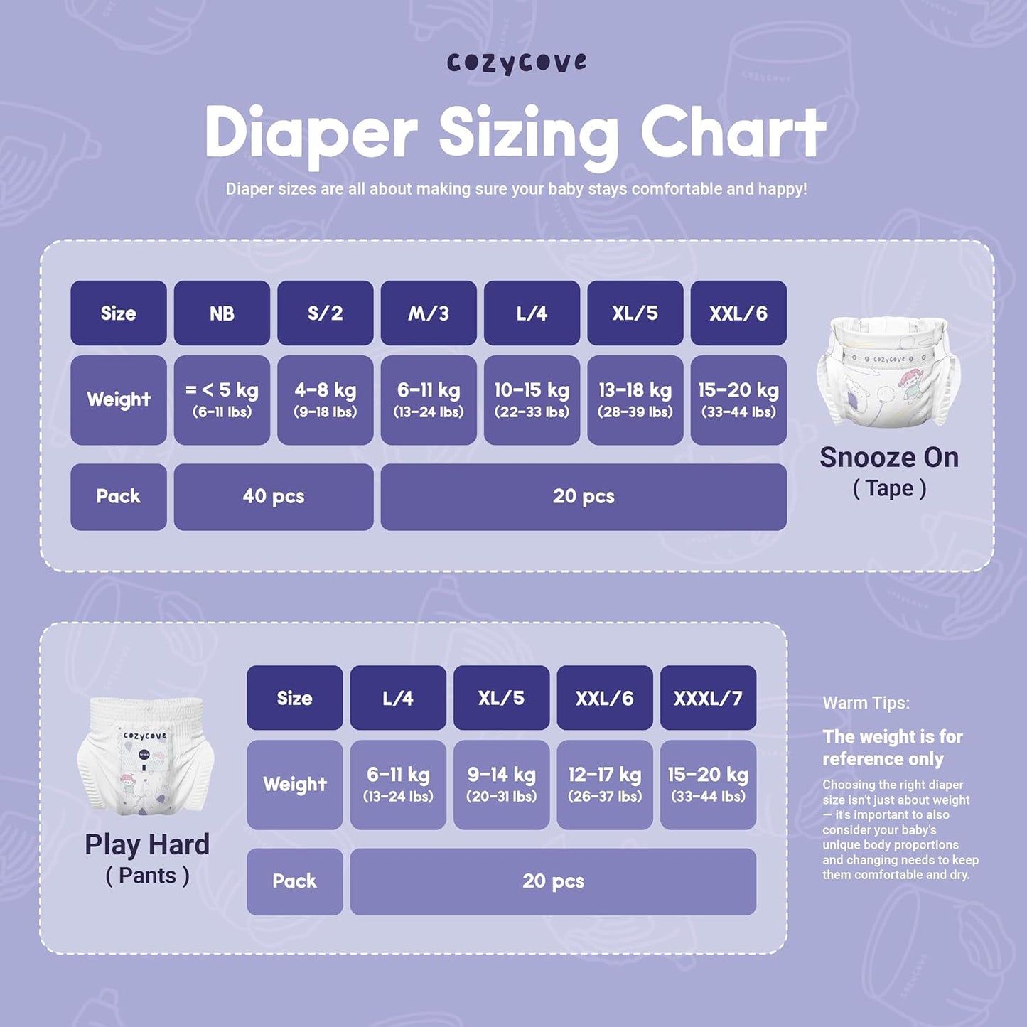 Cozycove Newborn Diapers, Snooze On Slim Overnight Tape Diapers, Size Newborn (6-11 lbs), 160 Count (4 Packs of 40)