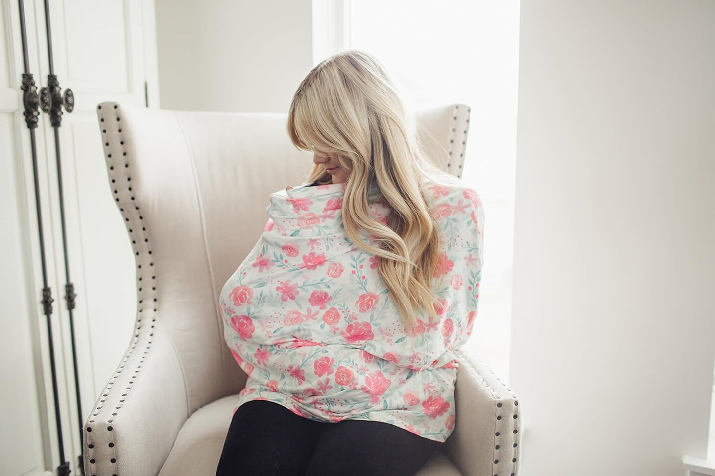 Baby Car Seat Cover Canopy and Nursing Cover Multi-Use Stretchy 5 in 1 Gift June by Copper Pearl