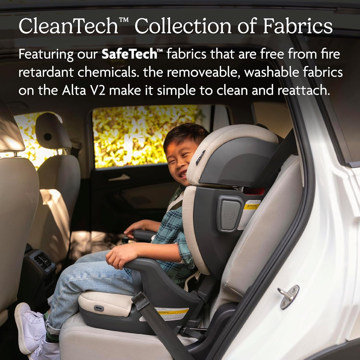 UPPAbaby Alta V2 High Back Booster Seat/Seven-Position, Active Support Headrest for Growing Children/SecureFit Integrated Belt Guide + Positioner/Cup Holder Included/Greyson (Grey Mélange)