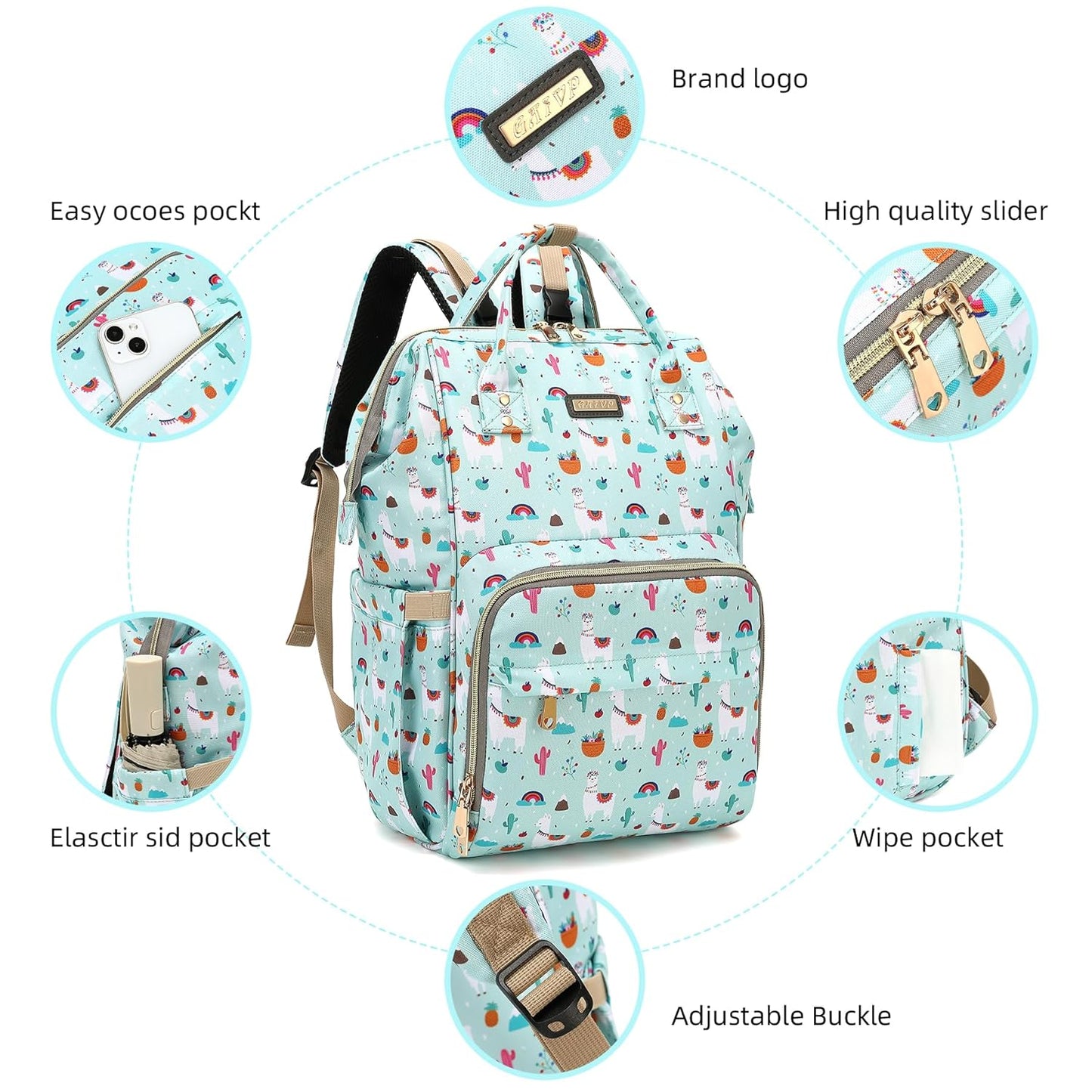 Diaper Bag Backpack, Diaper Bags for Baby Girls Boys, Baby Bags for Moms Dads, Nappy Changing Bag with Insulated Pockets,Multi-functional Waterproof Backpack with Stroller straps-Green