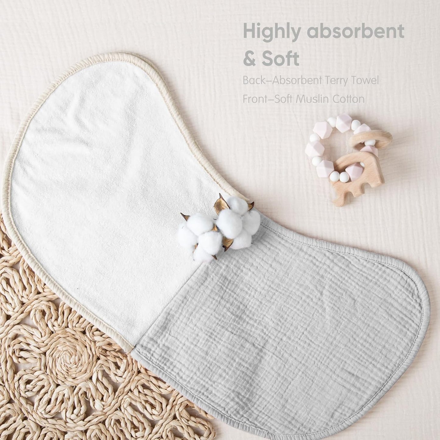 lulumoon Muslin Burp Cloths for Babies: 100% Soft Cotton Large Burping Cloths - Neutral Baby Burp Rags for Boy and Girl - Absorbent Burp Cloth for Spit-Ups 6 Pack