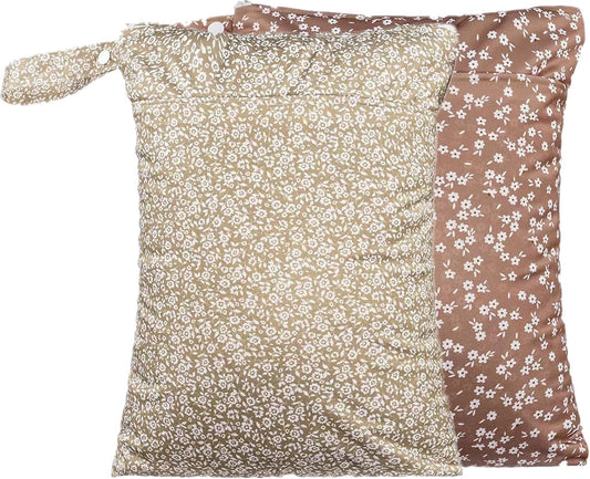 Wet Dry Bags with Two Zippered Pockets and Handle, Reusable Storage Bag for Breast Pump Parts & Baby Items, Waterproof Diaper Bags, Yoga Gym Bag for Swimsuits or Wet Clothes-2pcs, 11.8*15.75"