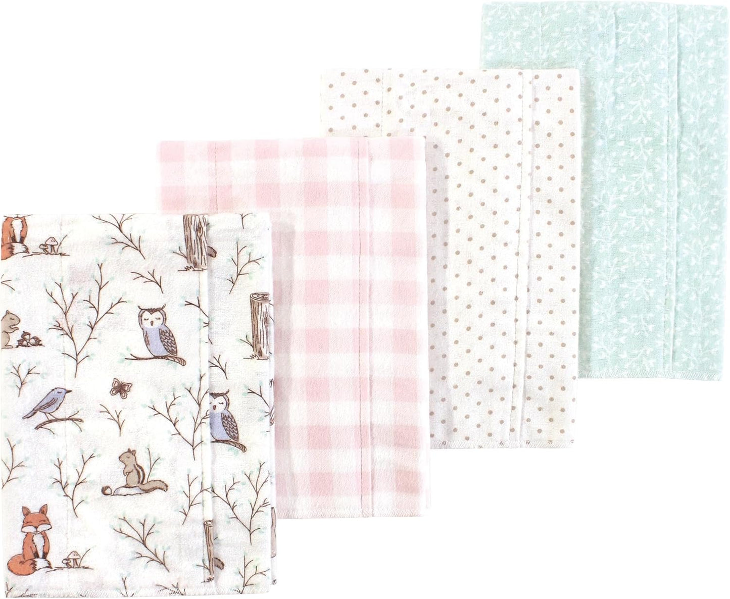 Luvable Friends Hudson Baby Flannel Burp Cloths 4pk, Pink Woodland
