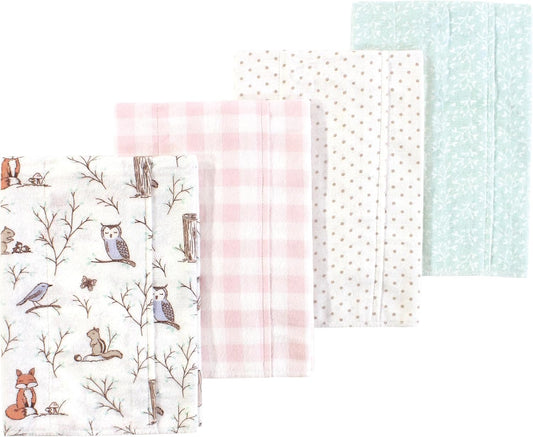 Luvable Friends Hudson Baby Flannel Burp Cloths 4pk, Pink Woodland
