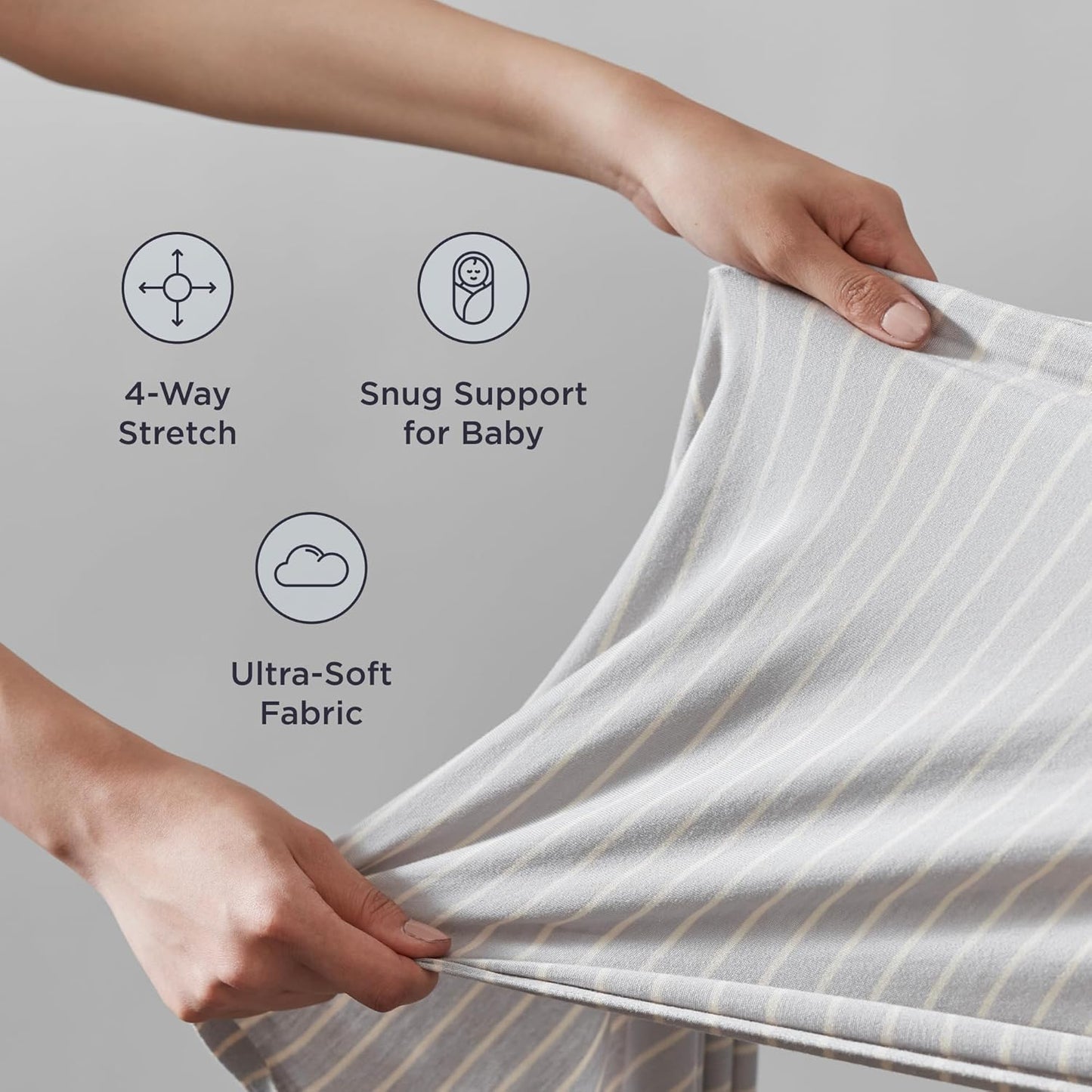 Ergobaby Sustainable Knit Aura Baby Carrier Wrap for Newborn to Toddler (8-25 lbs) - Comfortable, Ergonomic, & Ultra-Soft Newborn Wrap Carrier - One Size Fits Most - Rayon, Cream