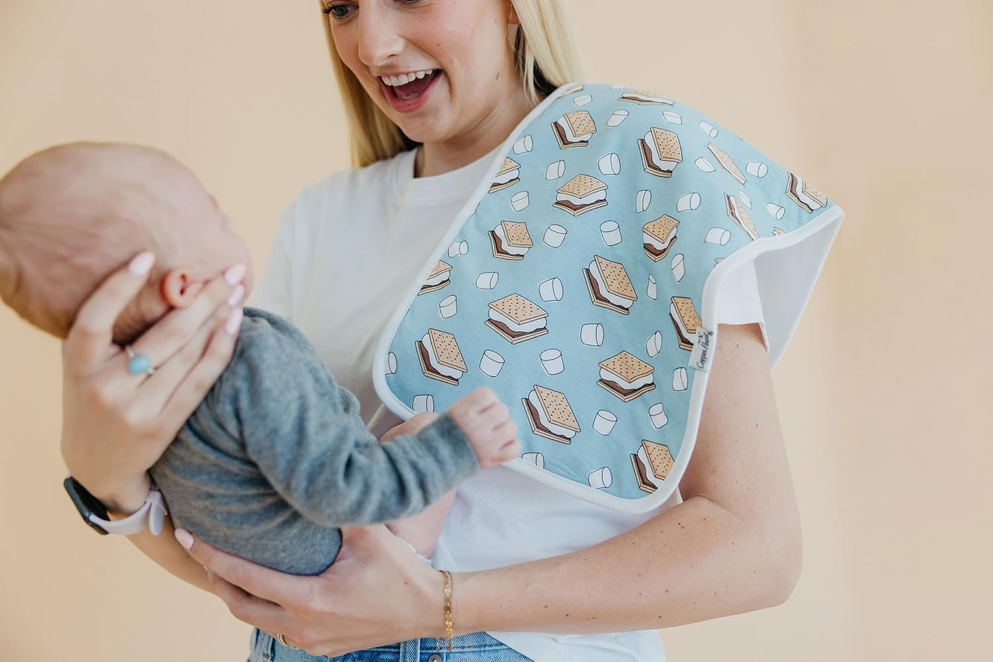Copper Pearl Premium Baby Burp Cloths - 3-Pack Large Cotton Burp Cloths, Extra Soft Spit Up Rags with 3 Absorbent Layers, Perfect for Baby Boy Gifts (21" x 10" Size, Bridger Set)