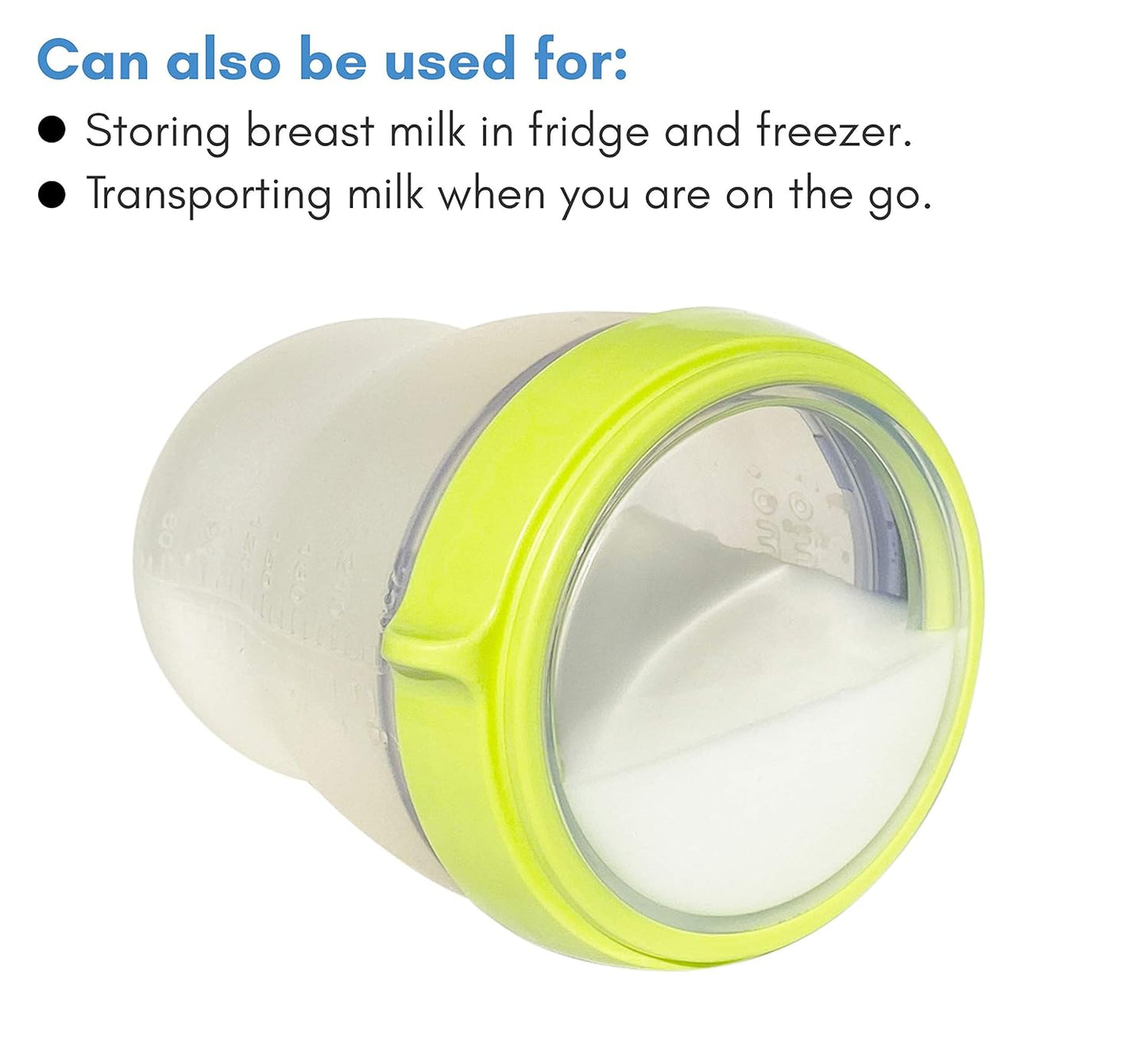 Comotomo Silicone Storage Lids 4-Pack | Food Grade | Travel Lids | Converts Baby Bottle to Snacks or Milk Container | Leak Proof