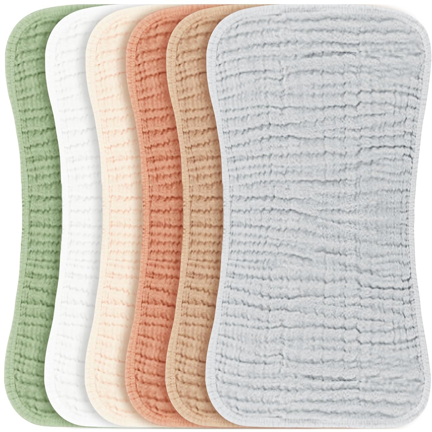 Konssy Muslin Baby Burp Cloths Sets for Unisex- 6 Pack Large 100% Cotton Burping Clothes for Newborn, Baby Girls and Boys