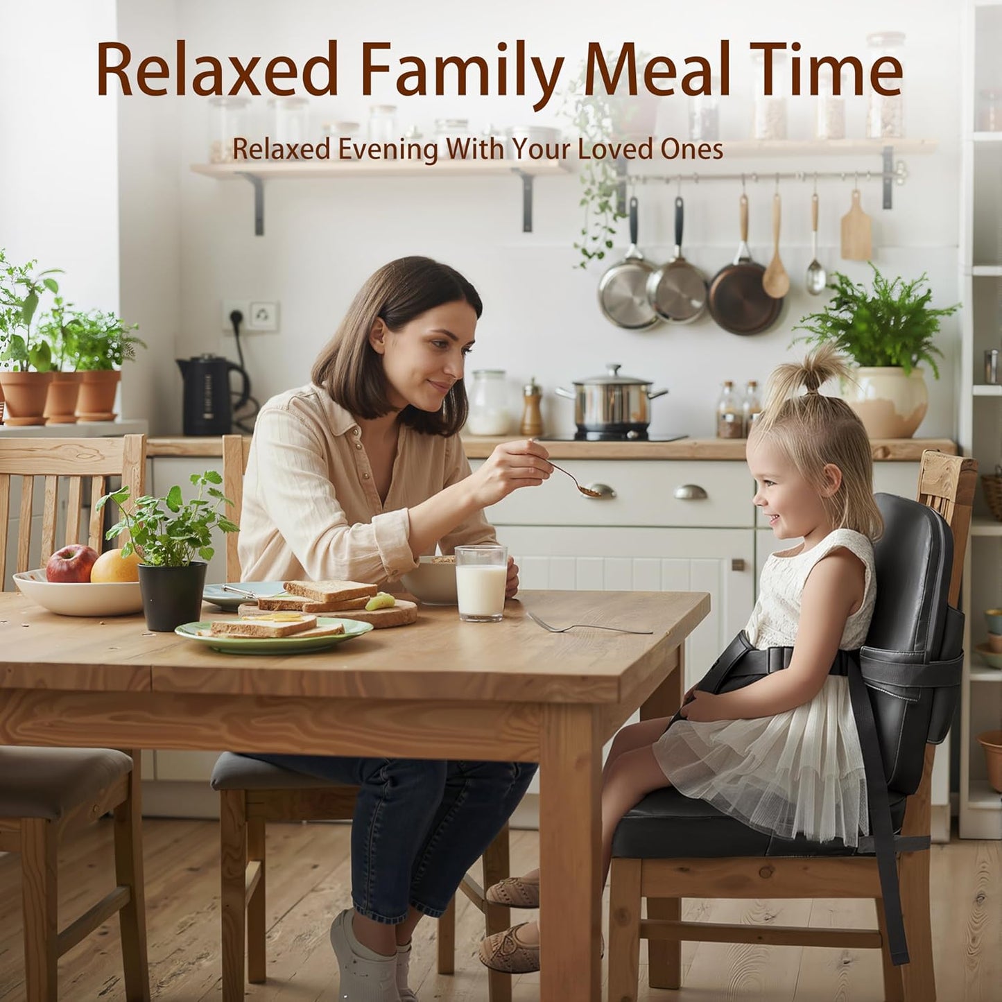 Booster Seat for Kitchen Chair, 15.7"x15.7"x3.9" Portable High Back Booster Seat for Dining Table, Highchairs & Booster Seats, Waterproof Easy Clean Cushion for 1.5 to 6 Year Old