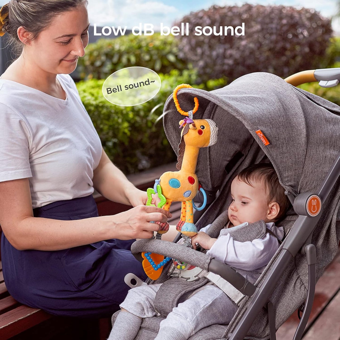 TUMAMA Giraffe Hanging Rattle Toys, Soft Baby Hanging Toys with Wind Chimes, Stroller Car Seat Crib Plush Animal Activity Toys Gift for Newborn Toddlers 0,3,6,9,12,36 Month