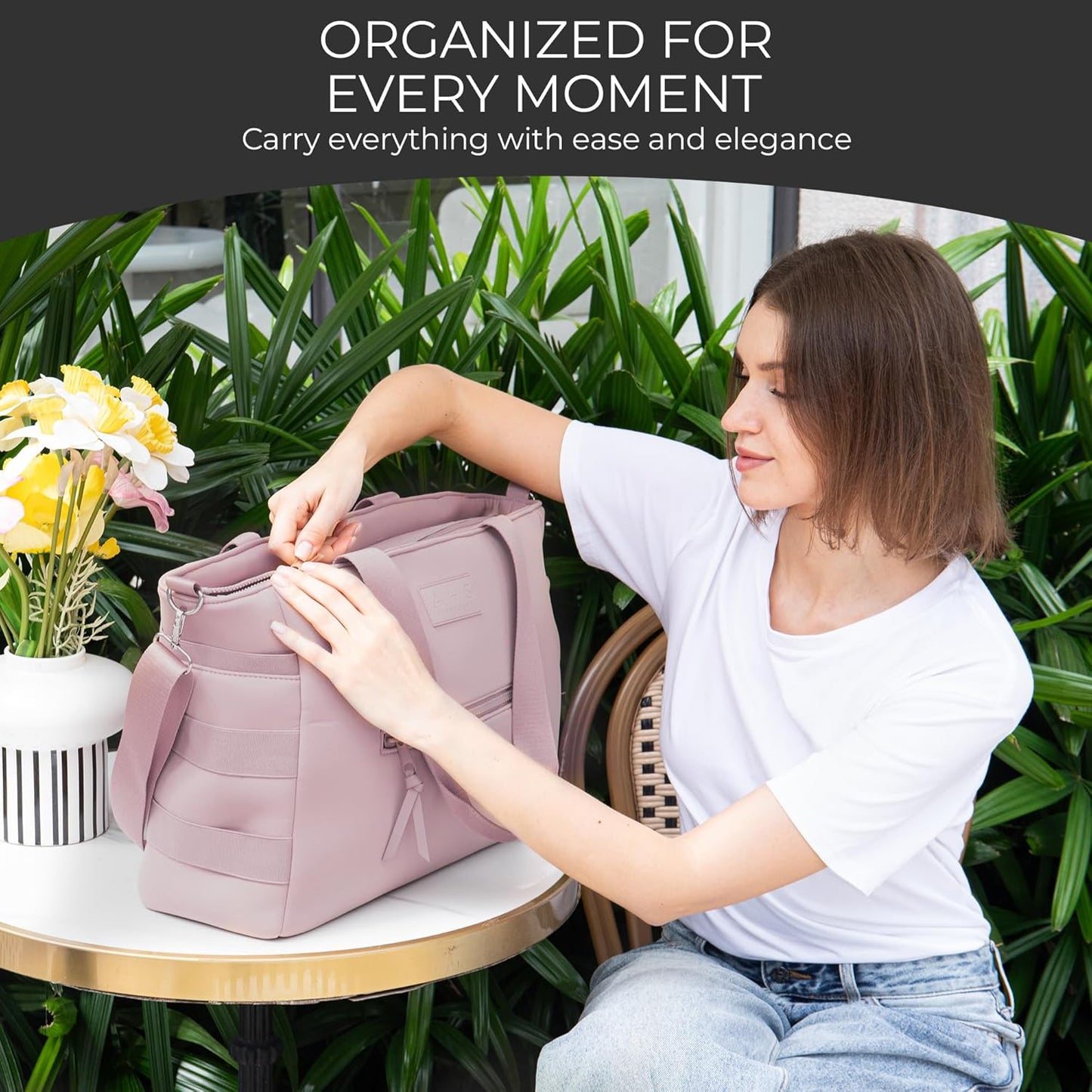 A + S Luxxe Diaper Bag Tote – Stylish, Large Baby Bag with Stroller Straps, Insulated Pockets, Changing Mat & Waterproof