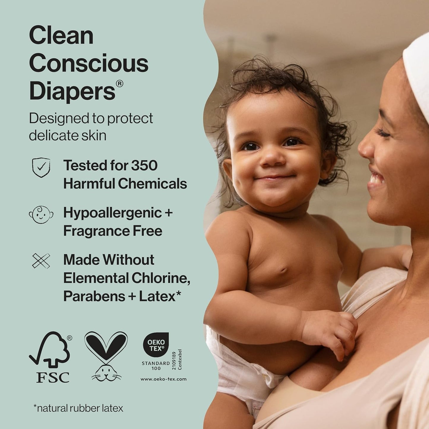 The Honest Company Clean Conscious Diapers for Delicate Skin, Up to 100% Leakproof Hypoallergenic Fragrance-Free Baby Diapers, Girl Prints, Super Club Box, Size 4 (22–37 lbs), 104 Count (Prints Vary)
